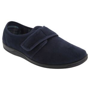 Sleepers Mens Tom Imitation Suede Touch Fastening Slippers / Navy Blue